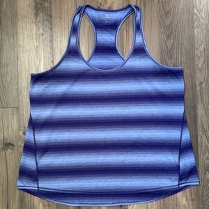 Athleta Tank Top Blue‎ Purple Stripe Racerback Athletic Workout Size 2X